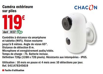 Chacon Caméra Ip Wi-fi Extérieure Sans Fil - Sur Batterie à Prix Carrefour