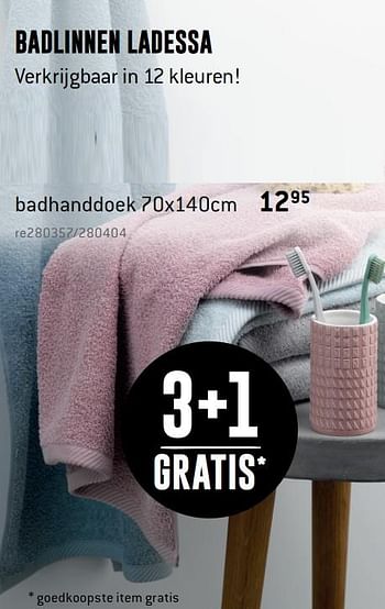 Promotions Badlinnen ladessa badhanddoek - Produit maison - Free Time - Valide de 13/03/2020 à 05/04/2020 chez Freetime