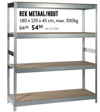 Promoties Rek metaal-hout - Huismerk - Free Time - Geldig van 13/03/2020 tot 05/04/2020 bij Freetime