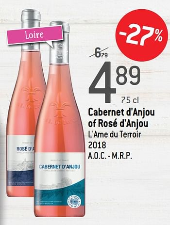 Promoties Cabernet d`anjou of rosé d`anjou l`ame du terroir a.o.c. - m.r.p. - Rosé wijnen - Geldig van 18/03/2020 tot 07/04/2020 bij Match
