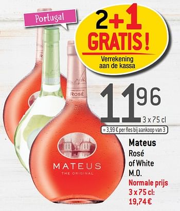 Promoties Mateus rosé of white m.o. - Rosé wijnen - Geldig van 18/03/2020 tot 07/04/2020 bij Match