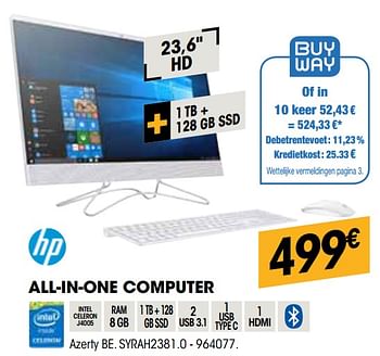 Promotions Hp all-in-one computer syrah2381.0 - HP - Valide de 26/03/2020 à 12/04/2020 chez Electro Depot