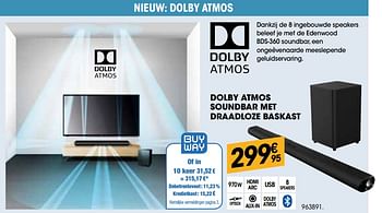 Promoties Dolby atmos soundbar met draadloze baskast - Edenwood  - Geldig van 26/03/2020 tot 12/04/2020 bij Electro Depot