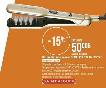 Promotions Brosse lissante vapeur demeliss steam 3905 - Saint Algue - Valide de 16/03/2020 à 12/04/2020 chez Géant Casino