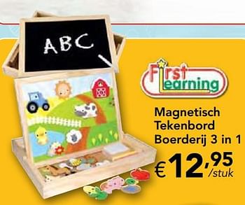 Promoties Magnetisch tekenbord boerderij 3 in 1 - First Learning - Geldig van 16/03/2020 tot 03/05/2020 bij Happyland