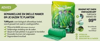 Promoties Grasmat met zaden voor gazon 40m2 turfquick - Huismerk - Oh'Green - Geldig van 11/03/2020 tot 22/03/2020 bij Oh'Green