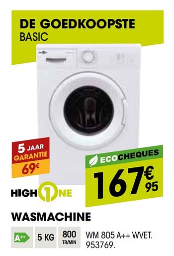 Promoties Highone wasmachine wm 805 a++ wvet - HighOne - Geldig van 26/03/2020 tot 12/04/2020 bij Electro Depot