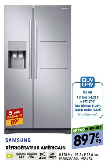 Promotions Samsung réfrigérateur américain rs50n3803sa - Samsung - Valide de 26/03/2020 à 12/04/2020 chez Electro Depot