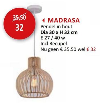 Promoties Madrasa pendel in hout - Huismerk - Weba - Geldig van 18/03/2020 tot 19/04/2020 bij Weba