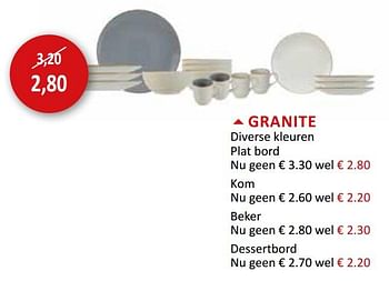 Promoties Granite diverse kleuren plat bord - Huismerk - Weba - Geldig van 18/03/2020 tot 19/04/2020 bij Weba
