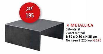 Promoties Metallica salontafel zwart metaal - Huismerk - Weba - Geldig van 18/03/2020 tot 19/04/2020 bij Weba