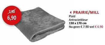 Promoties Prairie-mill plaid antracietkleur - Huismerk - Weba - Geldig van 18/03/2020 tot 19/04/2020 bij Weba