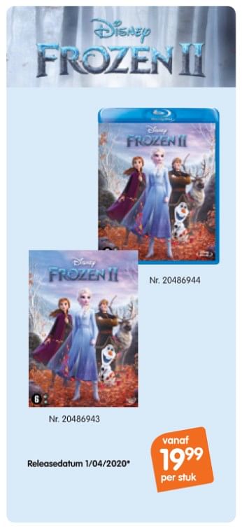 Promoties Disney frozen 2 - Disney  Frozen - Geldig van 18/03/2020 tot 21/04/2020 bij Fun