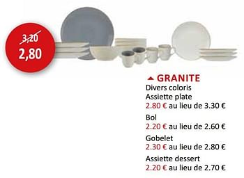 Promotions Granite divers coloris assiette plate - Produit maison - Weba - Valide de 18/03/2020 à 19/04/2020 chez Weba