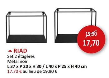 Promotions Riad set 2 étagères métal noir - Produit maison - Weba - Valide de 18/03/2020 à 19/04/2020 chez Weba