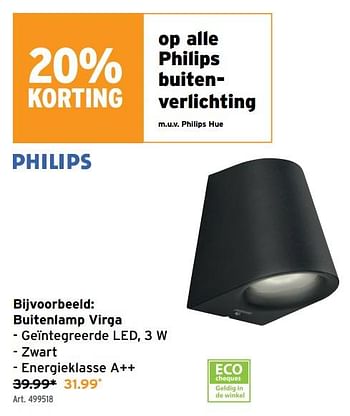 Promotions Philips buitenlamp virga - Philips - Valide de 25/03/2020 à 31/03/2020 chez Gamma