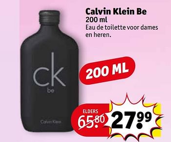 Promotions Calvin klein be edt - Calvin Klein - Valide de 23/03/2020 à 05/04/2020 chez Kruidvat