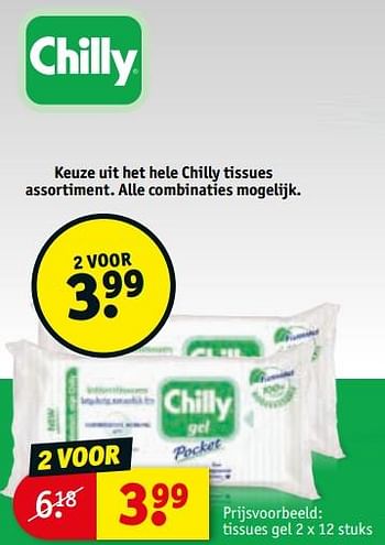 Promoties Chilly tissues gel - Chilly's - Geldig van 23/03/2020 tot 05/04/2020 bij Kruidvat