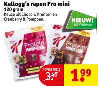 Promoties Kellogg`s repen pro mini - Kellogg's - Geldig van 23/03/2020 tot 05/04/2020 bij Kruidvat