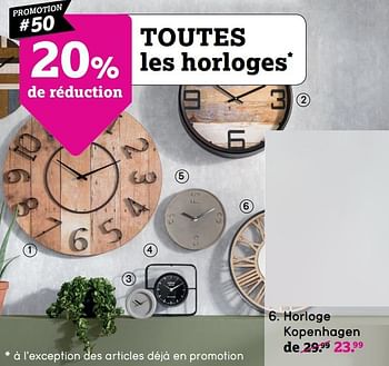 Promotions Horloge kopenhagen - Produit maison - Leen Bakker - Valide de 23/03/2020 à 05/04/2020 chez Leen Bakker