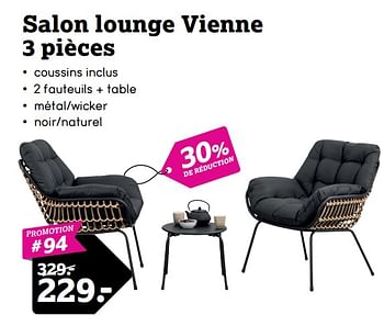 Promoties Salon lounge vienne 3 pièces - Huismerk - Leen Bakker - Geldig van 23/03/2020 tot 05/04/2020 bij Leen Bakker
