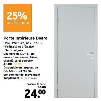 Promotions Porte intérieure board - Produit maison - Gamma - Valide de 25/03/2020 à 31/03/2020 chez Gamma