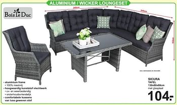 Promoties Luminium - wicker loungeset sicura tafel - Bois le Duc - Geldig van 23/03/2020 tot 13/04/2020 bij Van Cranenbroek
