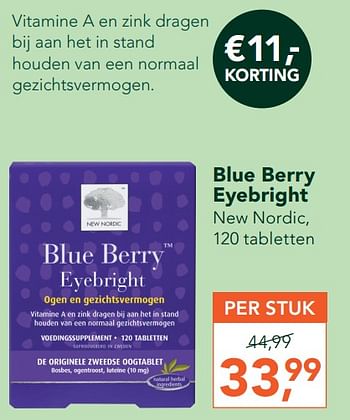 Promoties Blue berry eyebright new nordic - New Nordic - Geldig van 23/03/2020 tot 19/04/2020 bij Holland & Barret
