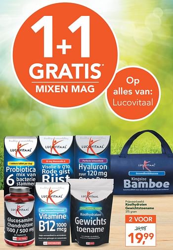 Promoties Koolhydraten gewichtstoename - Lucovitaal - Geldig van 23/03/2020 tot 19/04/2020 bij Holland & Barret