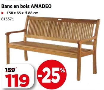 Promotions Banc en bois amadeo - Produit maison - Mr. Bricolage - Valide de 24/03/2020 à 02/04/2020 chez Mr. Bricolage