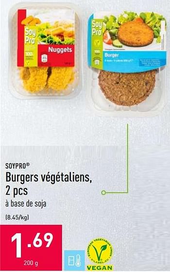 Promotions Burgers végétaliens - Soypro - Valide de 30/03/2020 à 05/04/2020 chez Aldi
