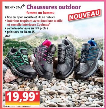 Promoties Chaussures outdoor femme ou homme - Trekk Star - Geldig van 01/04/2020 tot 07/04/2020 bij Norma