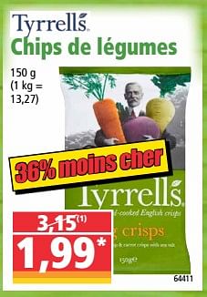 Promotions Chips de légumes - Tyrrells - Valide de 01/04/2020 à 07/04/2020 chez Norma