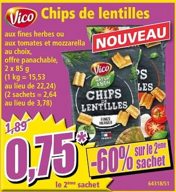Promotions Chips de lentilles - Vico - Valide de 01/04/2020 à 07/04/2020 chez Norma