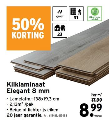 Promoties Kliklaminaat elegant - Huismerk - Gamma - Geldig van 01/04/2020 tot 14/04/2020 bij Gamma