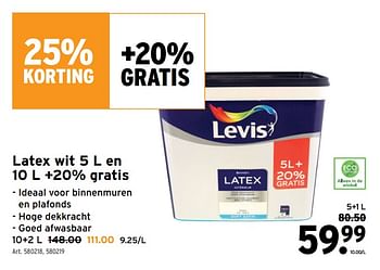 Promoties Latex wit - Levis - Geldig van 01/04/2020 tot 14/04/2020 bij Gamma