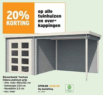 Promoties Op alle tuinhuizen en overkappingen - Huismerk - Gamma - Geldig van 01/04/2020 tot 14/04/2020 bij Gamma