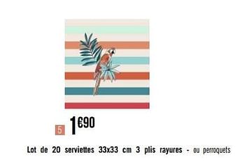 Promotions Lot de 20 serviettes 3 plis rayures - Produit Maison - Géant Casino - Valide de 30/03/2020 à 26/04/2020 chez Géant Casino