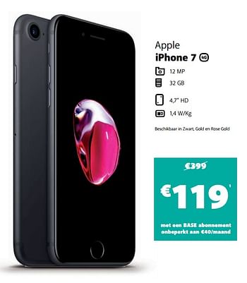Promoties Apple iphone 7 - Apple - Geldig van 01/04/2020 tot 20/04/2020 bij Base
