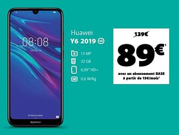Promotions Huawei y6 2019 - Huawei - Valide de 01/04/2020 à 20/04/2020 chez Base
