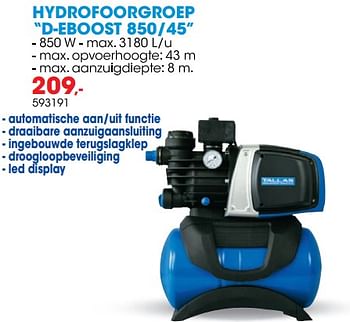 Promoties Tallas hydrofoorgroep d-eboost 850-45 - Tallas - Geldig van 24/03/2020 tot 30/06/2020 bij Hubo