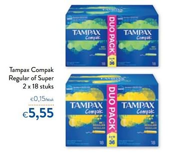 Promoties Tampax compak regular of super - Tampax - Geldig van 25/03/2020 tot 07/04/2020 bij OKay