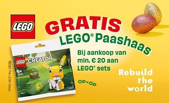 Promoties Gratis lego paashaas - Lego - Geldig van 03/04/2020 tot 03/05/2020 bij Supra Bazar