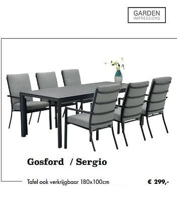 Promoties Gosford - sergio tafel - Garden Impressions - Geldig van 03/04/2020 tot 30/09/2020 bij Desomer-Plancke