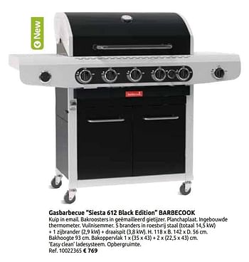 Promoties Gasbarbecue siesta 612 black edition barbecook - Barbecook - Geldig van 02/04/2020 tot 30/06/2020 bij BricoPlanit