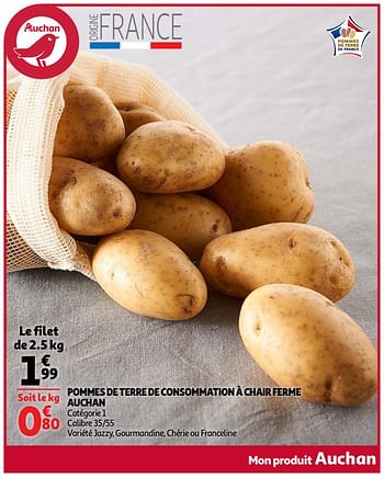 Promoties Pommes de terre de consommation à chair ferme auchan - Huismerk - Auchan - Geldig van 01/04/2020 tot 13/04/2020 bij Auchan