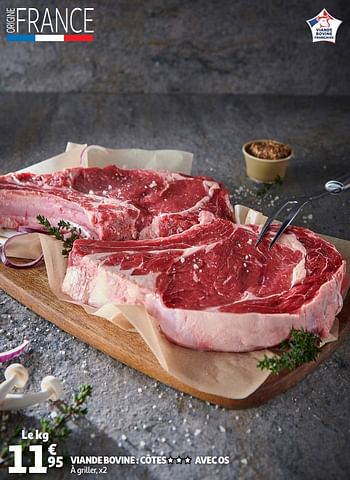 Promotions Viande bovine : côtes avec os - Produit Maison - Auchan Ronq - Valide de 01/04/2020 à 13/04/2020 chez Auchan Ronq