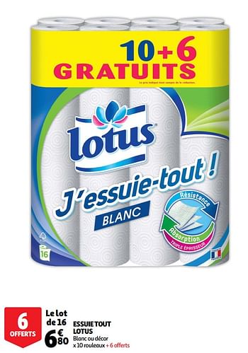 Promotions Essuie tout lotus - Lotus Nalys - Valide de 01/04/2020 à 13/04/2020 chez Auchan Ronq