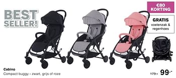 Promoties Cabino compact buggy - zwart, grijs of roze - Cabino - Geldig van 05/04/2020 tot 11/04/2020 bij Baby & Tiener Megastore