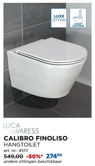 Promoties Smartflush hangtoiletten calibro finoliso hangtoilet - Luca varess - Geldig van 01/04/2020 tot 30/04/2020 bij X2O